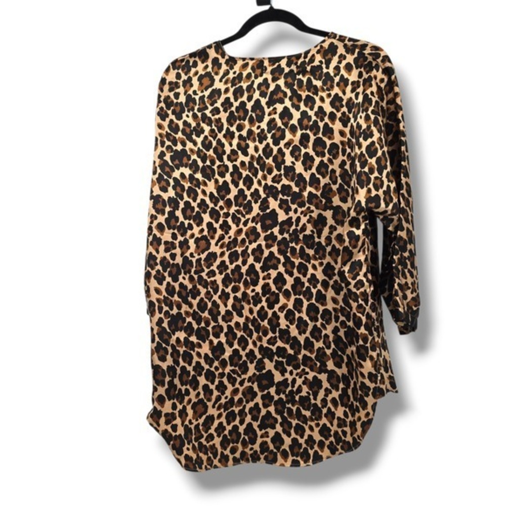 Adrienne‎ Vittadini Collection Women's Leopard Print V Neck 3/4 Sleeve Top Small - Picture 2 of 11